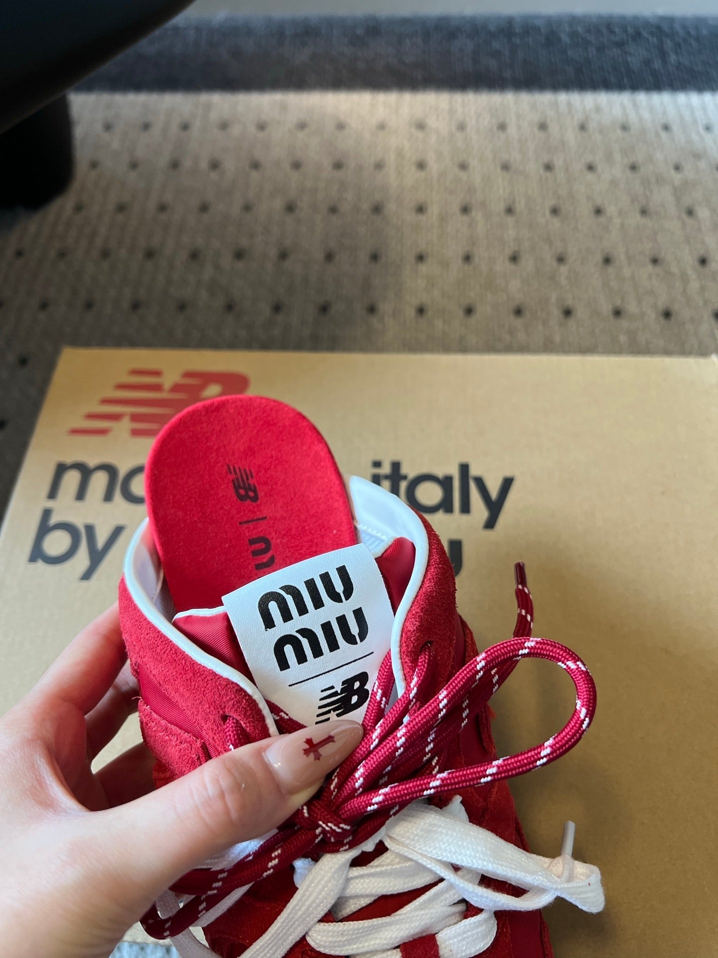 MIUMIU 26S SNEAKER MULES IN RED SUEDE MIX FABRIC