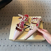 VALENTINO 26S ROCKSTUD HIGH HEELS 40 MM IN NUDE PINK CALFSKIN