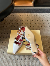 VALENTINO 26S ROCKSTUD HIGH HEELS 40 MM IN WHITE CALFSKIN