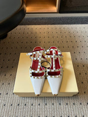 VALENTINO 26S ROCKSTUD HIGH HEELS 40 MM IN WHITE CALFSKIN