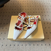 VALENTINO 26S ROCKSTUD HIGH HEELS 40 MM IN WHITE CALFSKIN