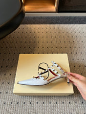 VALENTINO 26S ROCKSTUD HIGH HEELS 40 MM IN WHITE CALFSKIN