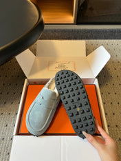 HM 26S DESTIN MULES IN PASTEL BLUE SUEDE