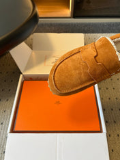 HM 26S DESTIN LOAFERS IN COGNAC BROWN SUEDE