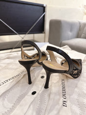 DIOR 26S HIGH-HEEL SLINGBACKS 80 MM IN BLACK OBLIQUE EMBROIDERED MESH