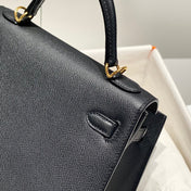 KELLY 25CM IN NOIR EPSOM CALFSKIN GOLD HARDWARE