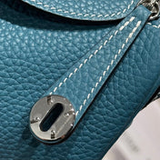 HERMES 25S MINI LINDY 19 IN SLATE BLUE CALFSKIN SILVER HARDWARE