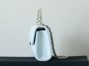 CHANEL 25S KELLY IN PASTEL BLUE LAMBSKIN WITH SILVER HARDWARE