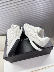 CHANEL 25S TRAINERS WHITE AND LIGHT GRAY IN CALFSKIN