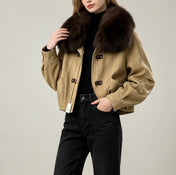MAXMARA 26S FUR-COLLAR SUEDE JACKET 331