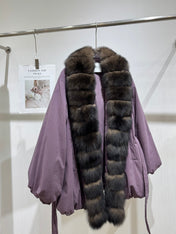 MAXMARA 26S FUR-TRIMMED BELTED JACKET 328
