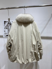 MAXMARA 26S FUR-TRIMMED SUEDE JACKET 293