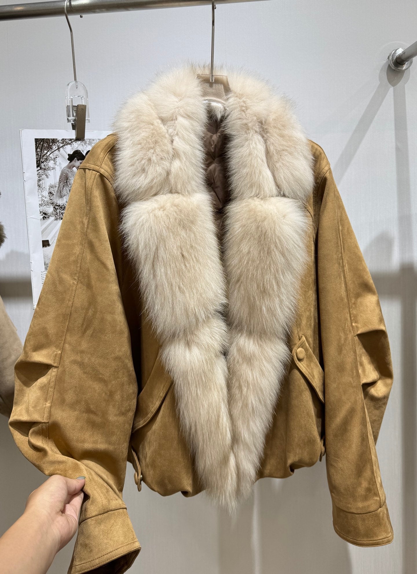 MAXMARA 26S FUR-TRIMMED SUEDE JACKET 289