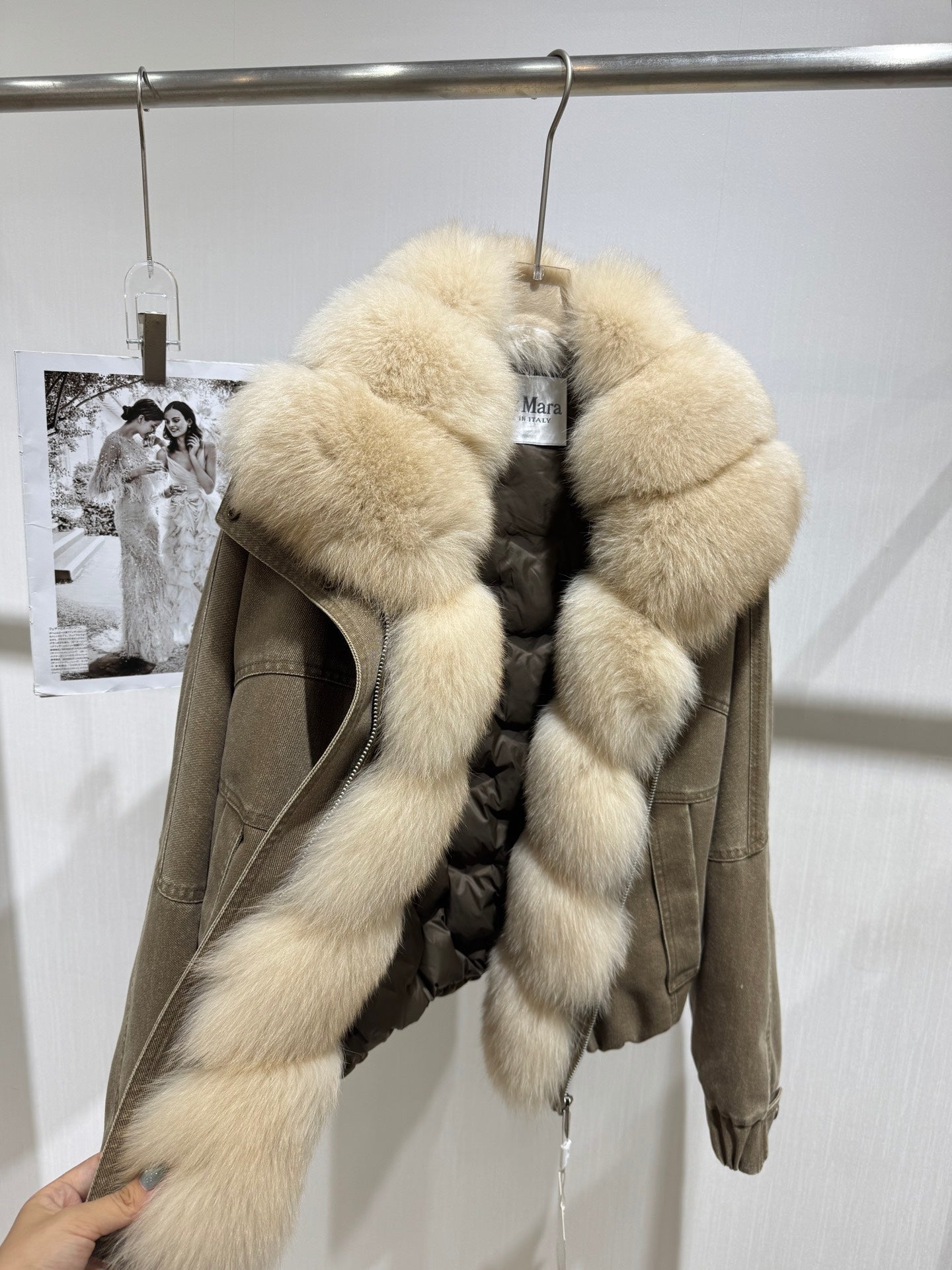 MAXMARA 26S FUR-TRIMMED DENIM JACKET 282