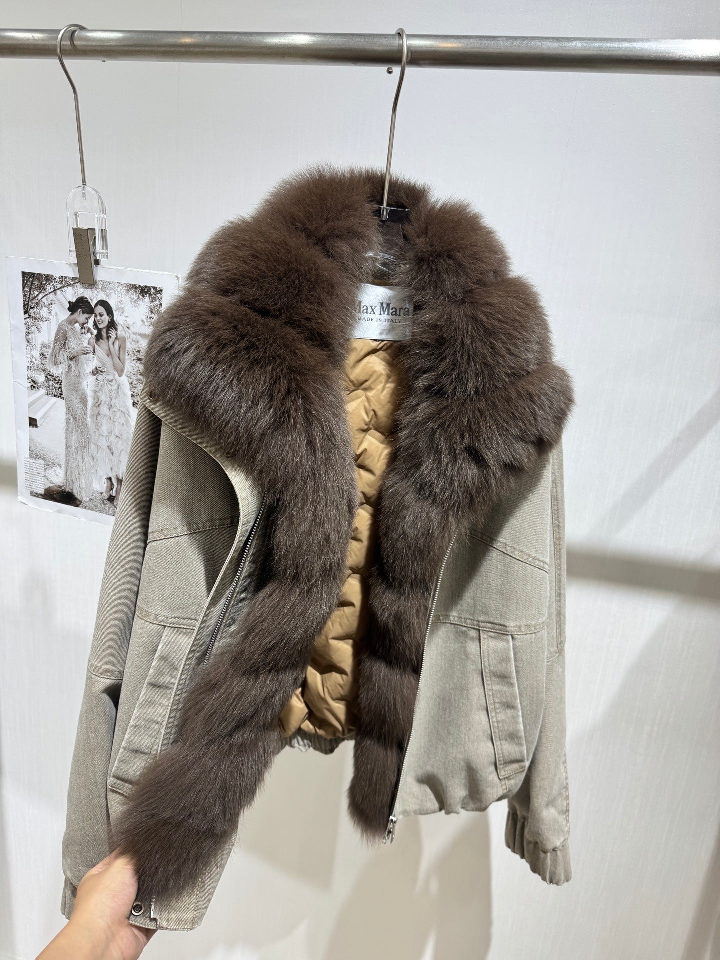 MAXMARA 26S FUR-TRIMMED DENIM JACKET 284