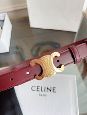 TRIOMPHE BELT 24MM IN WINE RED CALFSKIN WITH GOLD BUCKLE