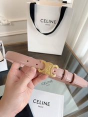 TRIOMPHE BELT 24MM IN TEA ROSE CALFSKIN WITH GOLD BUCKLE