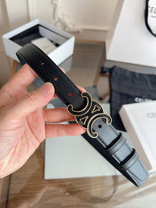 CELINE 26S BELT 25 MM IN BLACK CALFSKIN 669837
