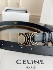CELINE 26S BELT 25 MM IN BLACK CALFSKIN 669837