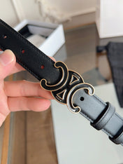 CELINE 26S BELT 25 MM IN BLACK CALFSKIN 669837