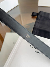 CELINE 26S BELT 25 MM IN BLACK CALFSKIN 669837