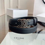 CELINE 26S BELT 25 MM IN BLACK CALFSKIN 669837