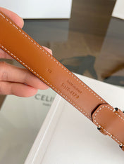 CELINE 26S BELT 25 MM IN BROWN CALFSKIN 669846
