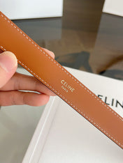 CELINE 26S BELT 25 MM IN BROWN CALFSKIN 669846
