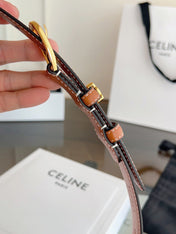 CELINE 26S BELT 25 MM IN BROWN CALFSKIN 669846