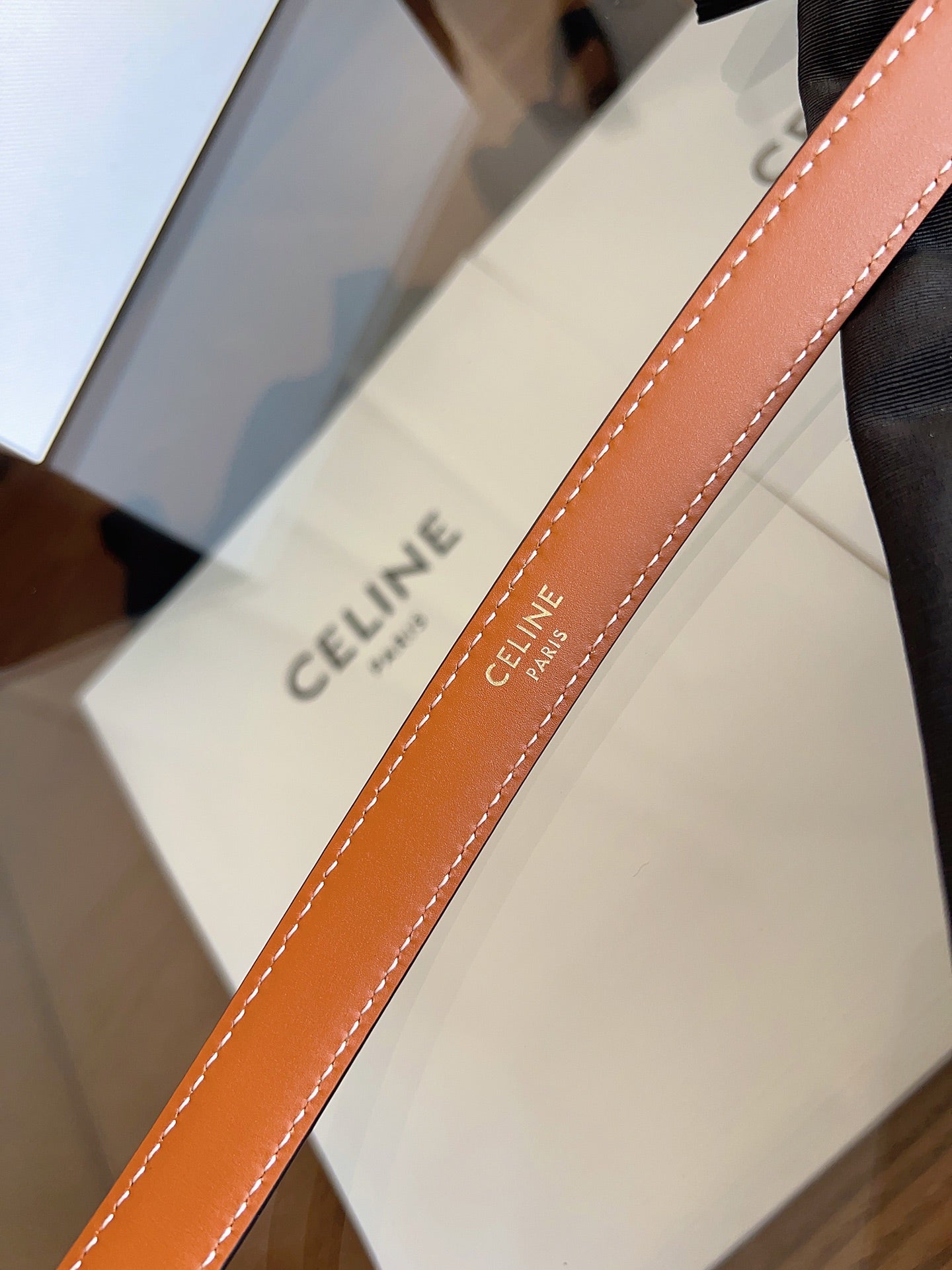 CELINE 26S BELT 18 MM IN BROWN CALFSKIN 658524