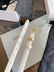 CELINE 26S BELT 18 MM IN CREAM WHITE CALFSKIN 658525