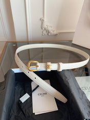 CELINE 26S BELT 18 MM IN CREAM WHITE CALFSKIN 658525