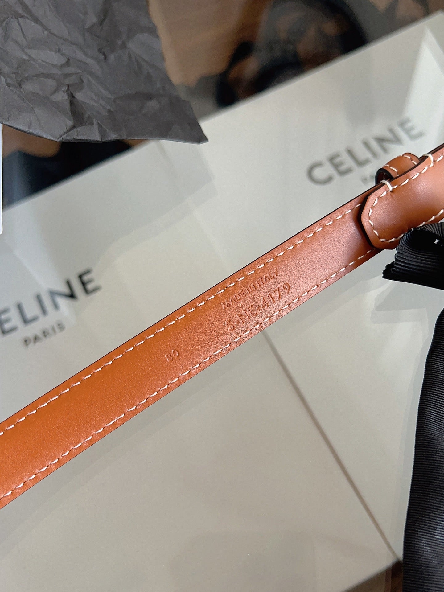 CELINE 26S BELT 18 MM IN BROWN CALFSKIN 658528