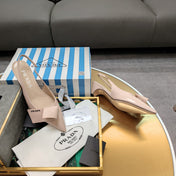 PRADA 26S SLINGBACK PUMPS 45MM IN NUDE BEIGE SMOOTH CALFSKIN