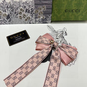 RIBBON BOW HAIR CLIP IN BABY PINK RE-NYLON ATTACHED PEARL 358259