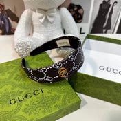 HEADBAND IN BLACK MONOGRAM PRINT LAMBSKIN 412506