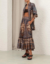 ZIMMERMANN 26S LONG-SLEEVE SHIRT & MAXI SKIRT SET 235