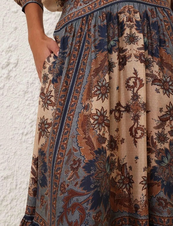 ZIMMERMANN 26S LONG-SLEEVE SHIRT & MAXI SKIRT SET 235