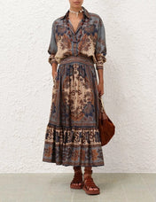 ZIMMERMANN 26S LONG-SLEEVE SHIRT & MAXI SKIRT SET 235