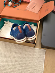 LP 26S BASIC 360 FLEXY WALK SNEAKER IN DARK BLUE FABRICS AND CALFSKIN