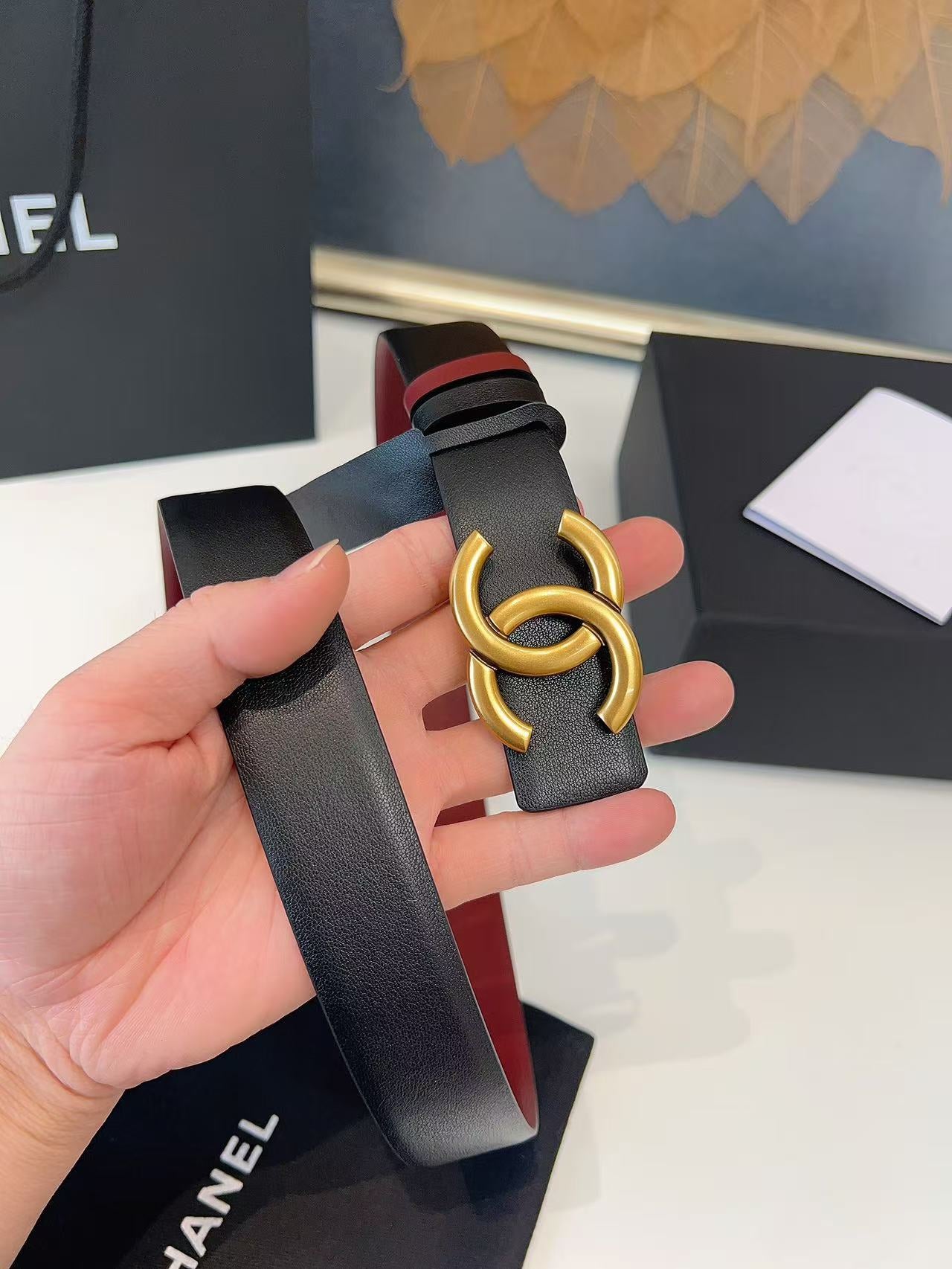 CHANEL 26S BELT 30 MM IN BLACK CALFSKIN 658695