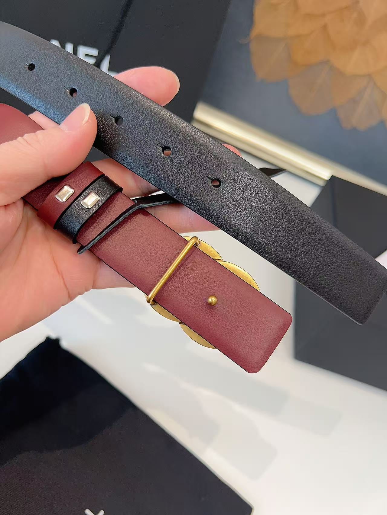 CHANEL 26S BELT 30 MM IN BLACK CALFSKIN 658695