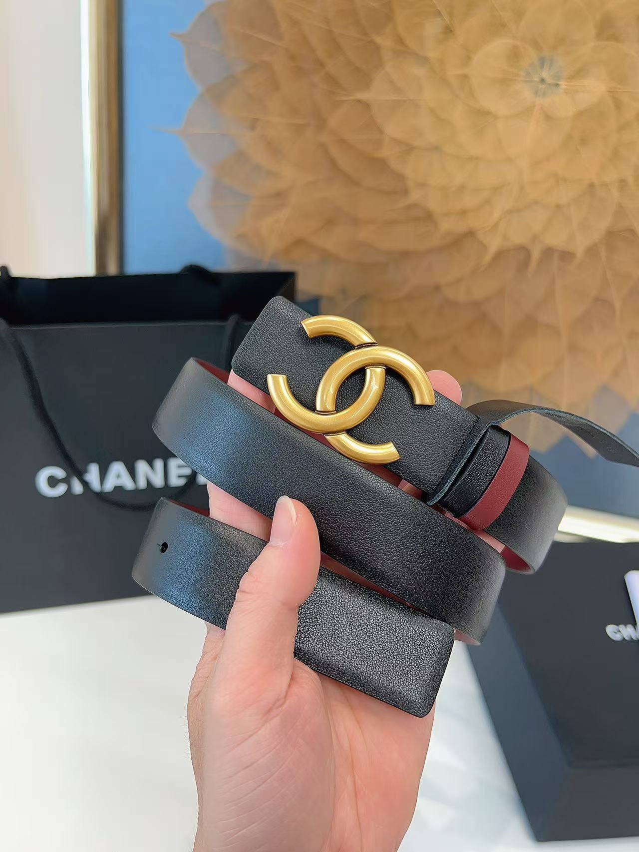 CHANEL 26S BELT 30 MM IN BLACK CALFSKIN 658695