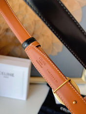 CELINE 26S BELT 25 MM IN BLACK CALFSKIN 672298