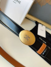 CELINE 26S BELT 25 MM IN BLACK CALFSKIN 672298
