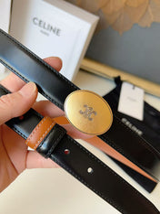 CELINE 26S BELT 25 MM IN BLACK CALFSKIN 672298