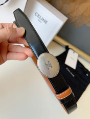 CELINE 26S BELT 25 MM IN BLACK CALFSKIN 672299