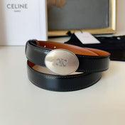 CELINE 26S BELT 25 MM IN BLACK CALFSKIN 672299