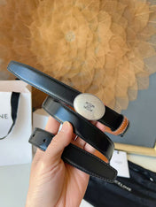 CELINE 26S BELT 25 MM IN BLACK CALFSKIN 672299