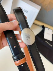 CELINE 26S BELT 25 MM IN BLACK CALFSKIN 672299